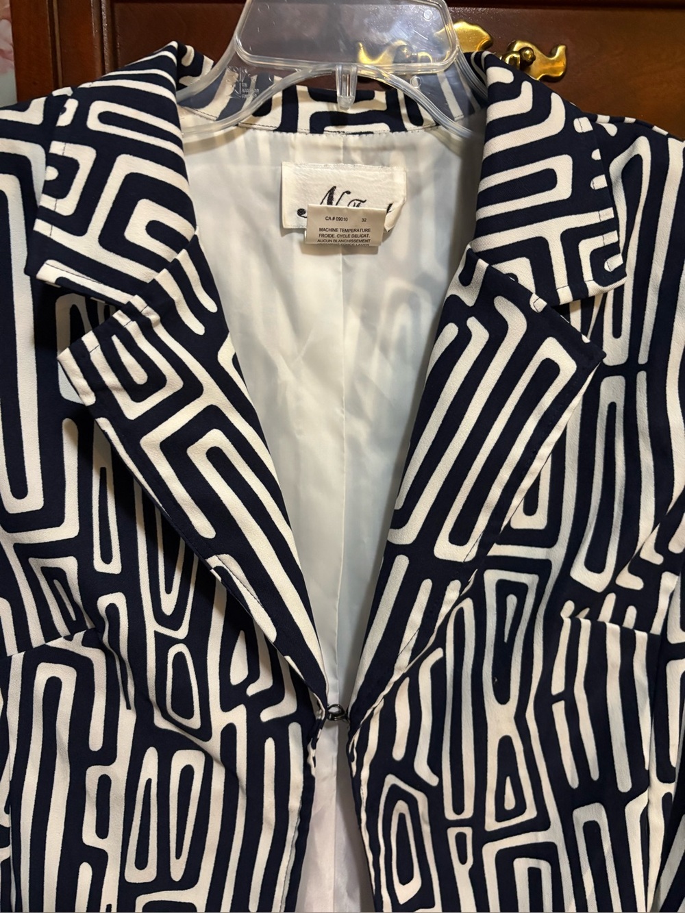 Navy & White Geometric Blazer